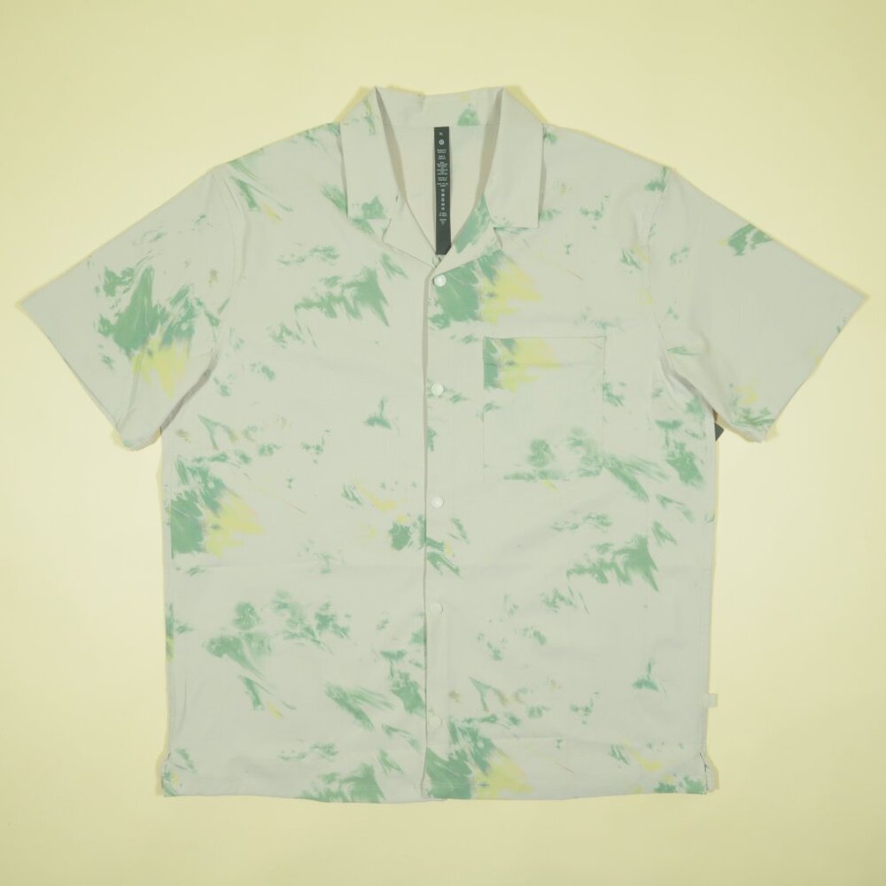 Lululemon Airing Easy Camp Collar Shirt Mens XL Grey Green Multi Stretch New - Picture 2 of 6